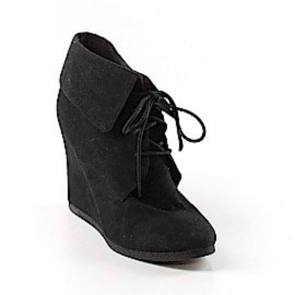 Mossimo Supply Co Wedge Booties Faux Black Suede 9 - Picture 2 of 13